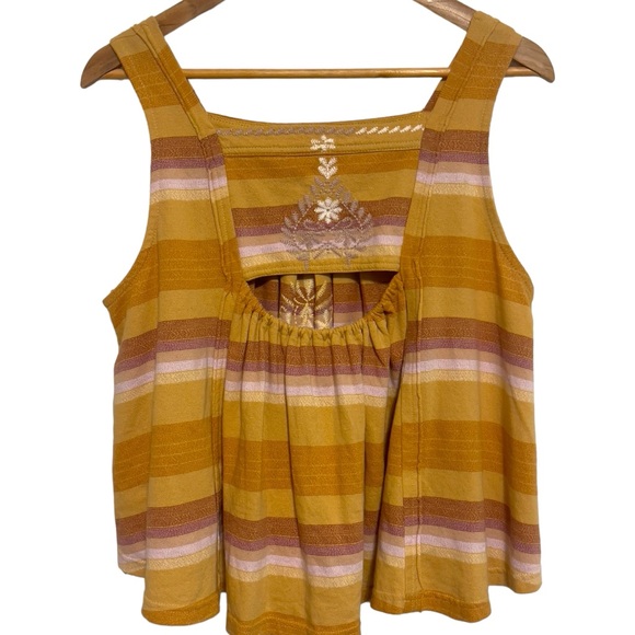 Free People Vintage Stripe Swing Top Tank Gold Combo Medium - Picture 7 of 15